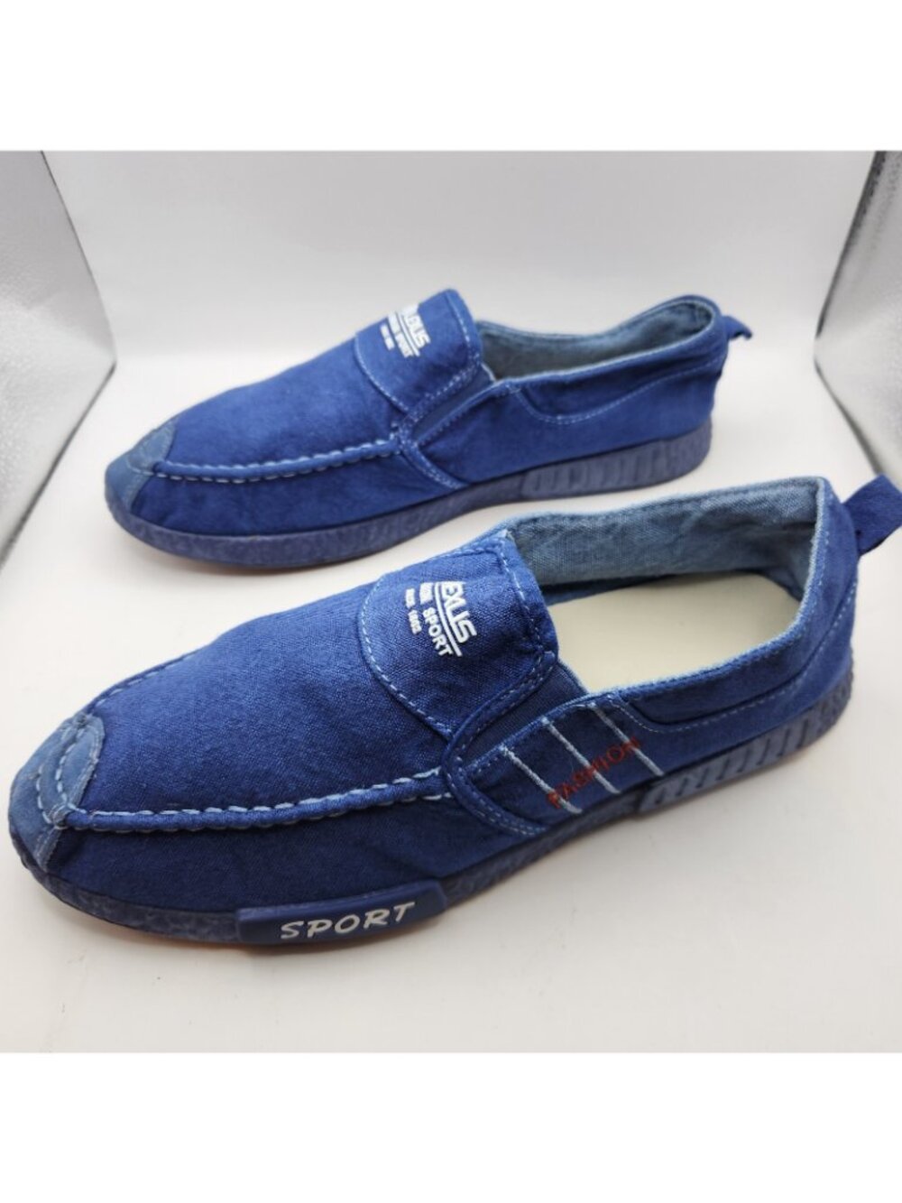 Lexus Fashion Sport Blue Canvas Euro Slip On Loafer Driving US 9 Shoes Sneakers - Picture 4 of 6